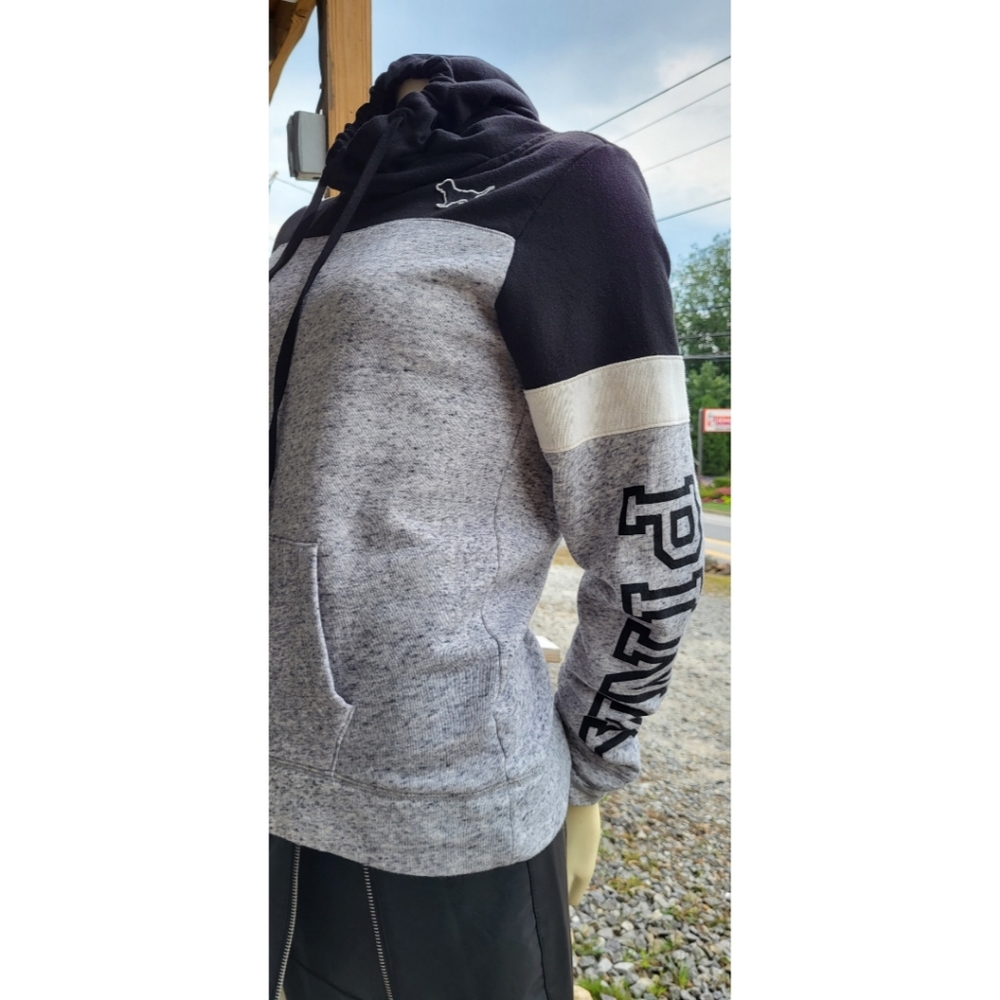 Pink Victoria's Secret Sweatshirt Hoodie, Long Sleeves, Gray/Black, XS - Picture 5 of 11